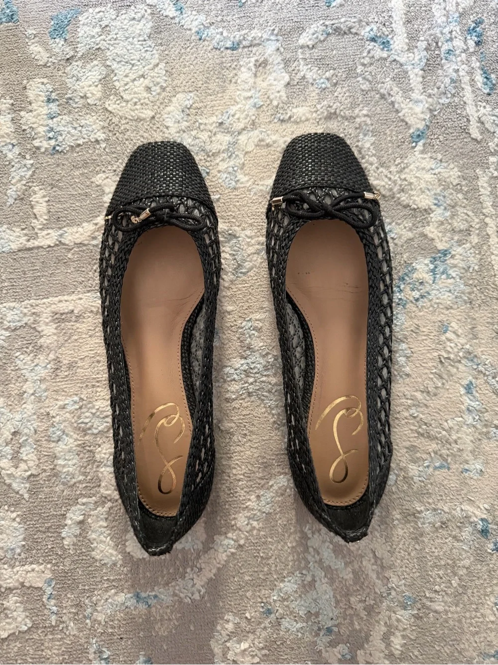 Sam Edelman Women's Black Woven Ballet Flats with Bow